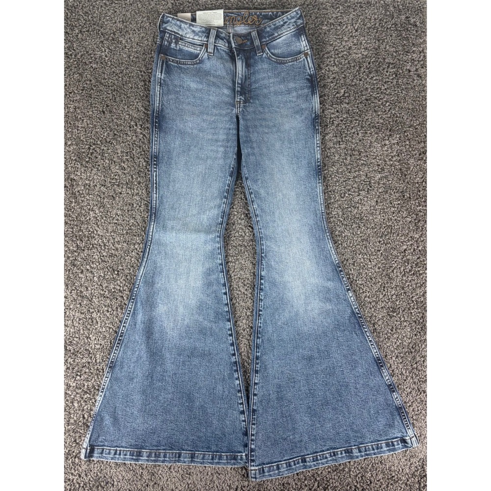 Wrangler Retro High Rise Bell Bottom Flare Jeans Medium Wash 25x34 1011MPFWE